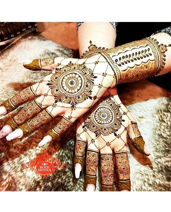 Fusion Sketch Idea On Simple Full Hand Mehndi Design